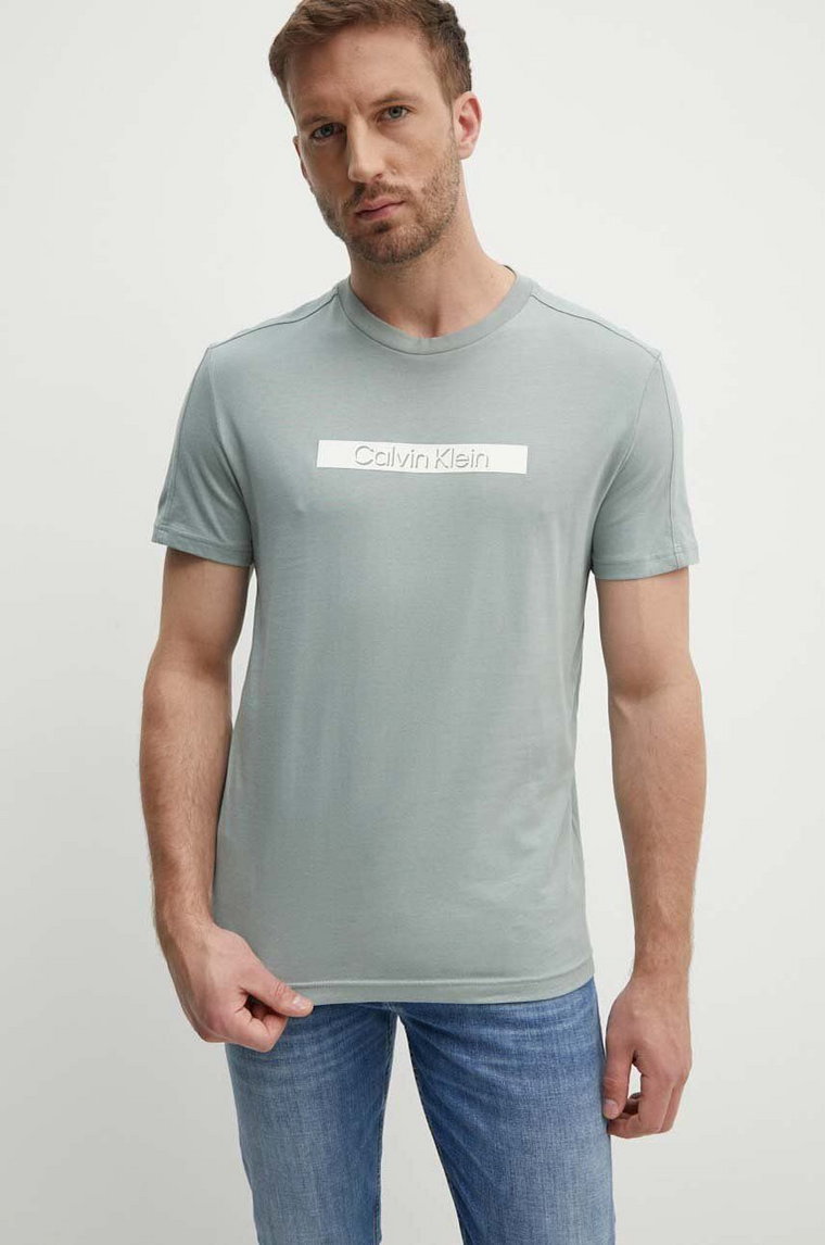 Calvin Klein t-shirt bawełniany męski kolor szary z nadrukiem K10K113110