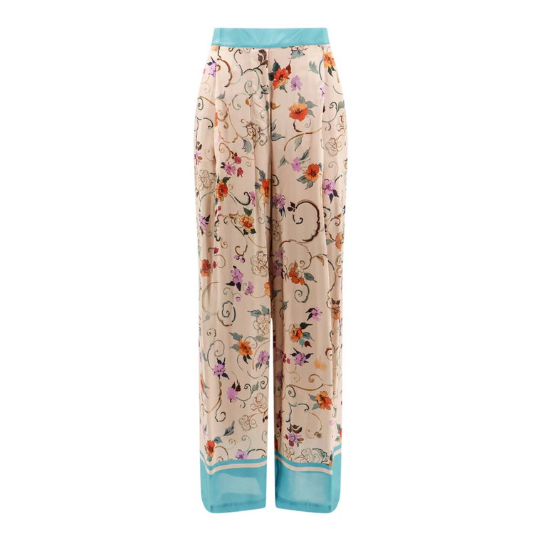 Spodnie z Wiskozą i Kwiatowym Wzorem Semicouture