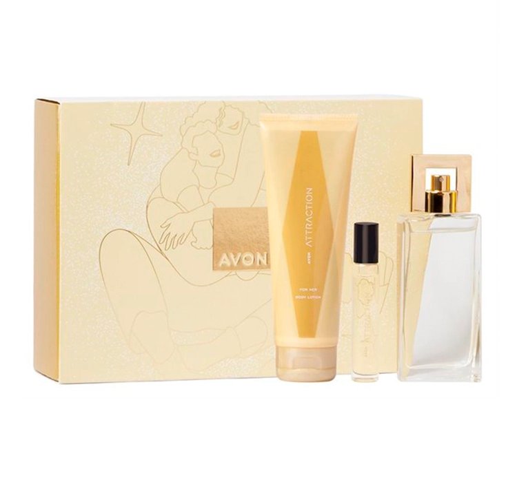 AVON ATTRACTION ZESTAW PREZENTOWY DLA KOBIET EDP 50ML + PERFUMETKA 10ML + BALSAM 125ML