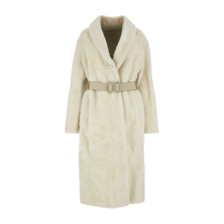 Ivory Shearling Płaszcz - Stylowy i Ciepły Jil Sander