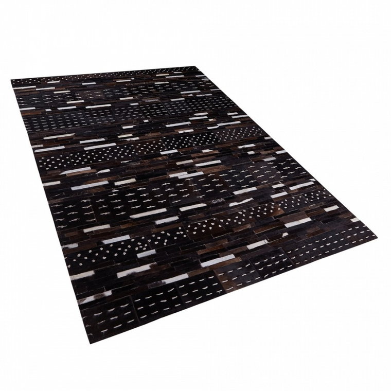 Dywan patchwork skórzany 140 x 200 cm brązowy AKSEKI kod: 4251682229265