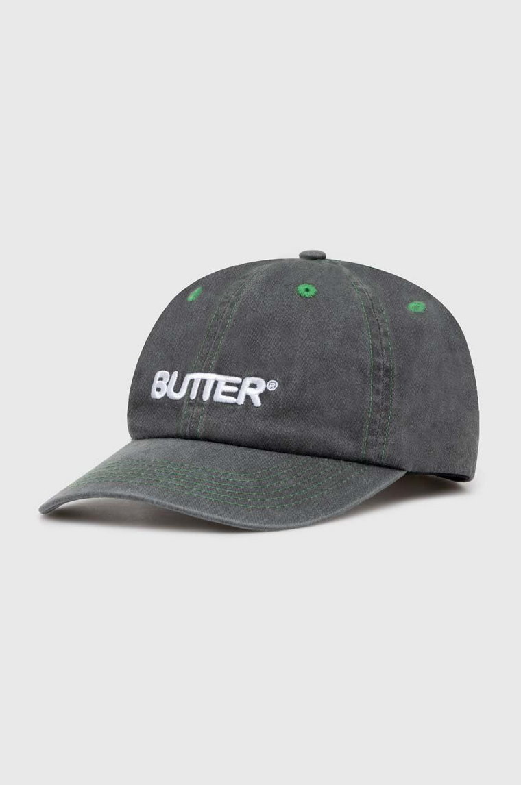 Butter Goods czapka z daszkiem bawełniana Rounded Logo 6 Panel Cap kolor zielony z aplikacją BGQ1247004