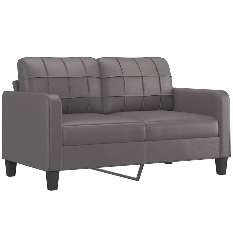Sofa 2-osobowa szara, 158x77x80 cm, sztuczna skóra / AAALOE