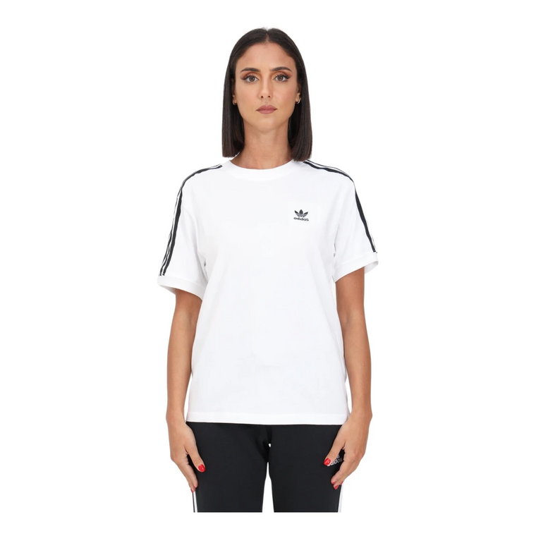 Biała sportowa koszulka damska z czasowymi paskami Adidas Originals