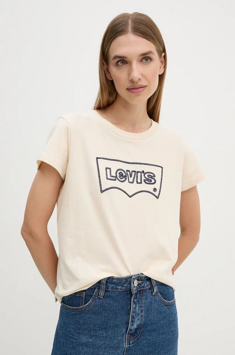 Levi's t-shirt bawełniany damski kolor beżowy A8804