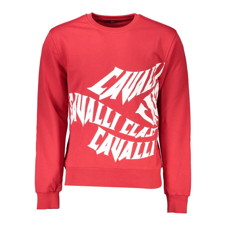 Czerwony Sweter z Bawełny, Długi Rękaw, Regularny Krój Cavalli Class