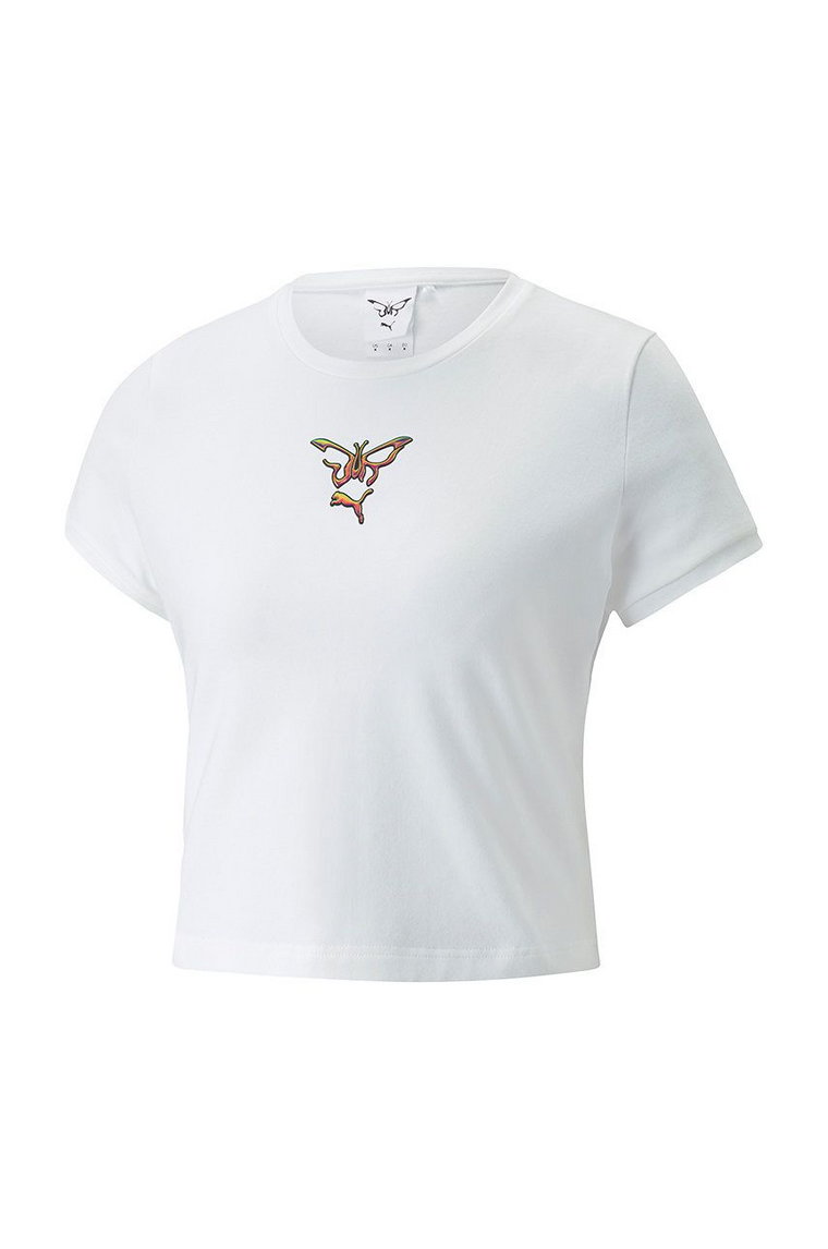 Puma T-shirt x Dua Lipa 534737 damski kolor biały 534737-01