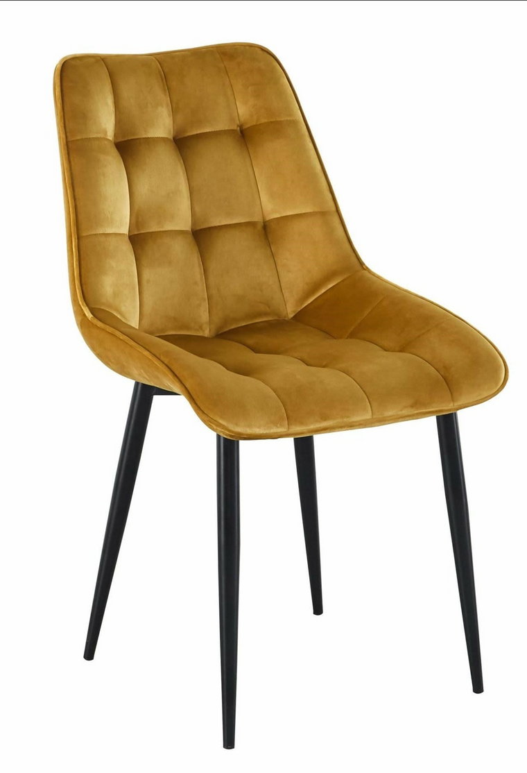 Krzesło Poly velvet żółte czarne nogi