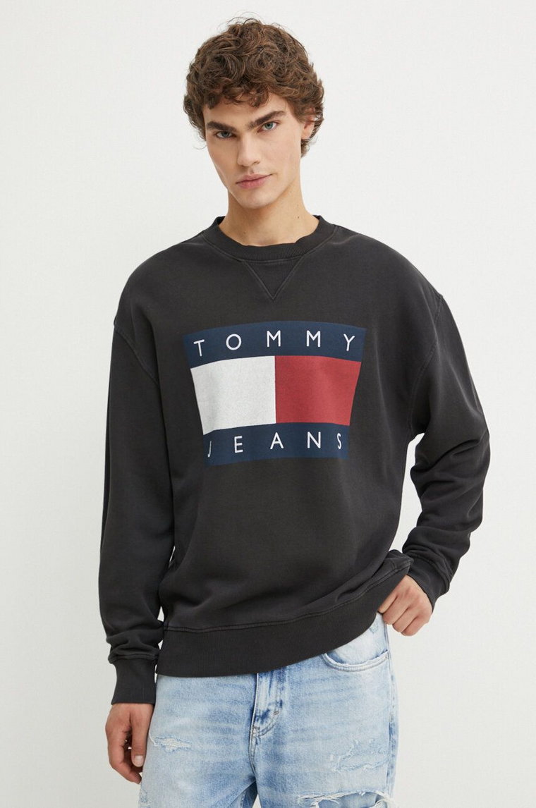 Tommy Jeans bluza bawełniana męska kolor szary z nadrukiem DM0DM19222