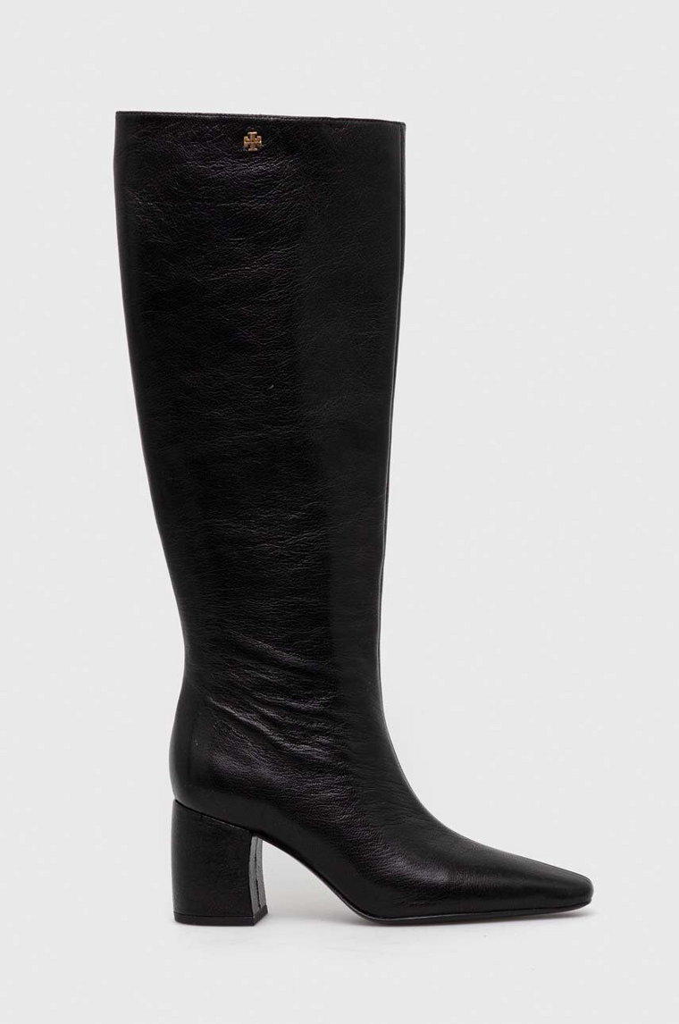 Tory Burch kozaki skórzane BANANA TALL BOOT damskie kolor czarny na słupku 154529-006