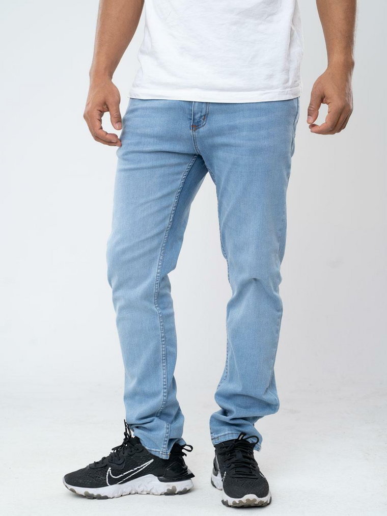 Spodnie Jeansowe Slim K&L Jeans Leather Patch Jasne Niebieskie