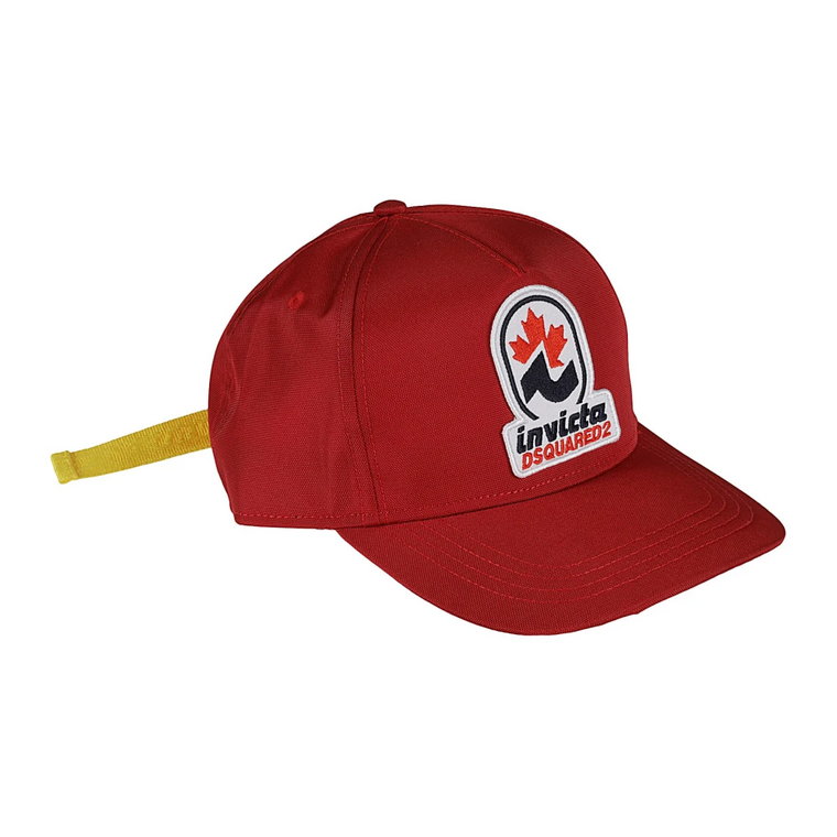 Czerwony czapka baseballowa z naszywką z logo Dsquared2