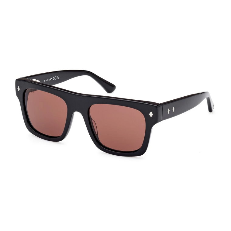 Męskie Okulary Przeciwsłoneczne Kwadratowe Czarne Błyszczące WEB Eyewear