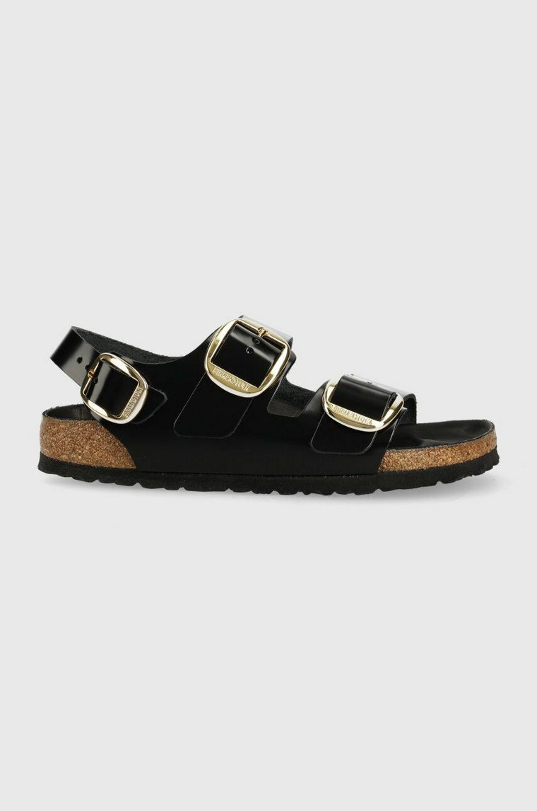 Birkenstock sandały skórzane Milano Big Buckle damskie kolor czarny 1024211