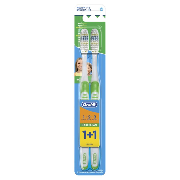 Oral-B 1-2-3 szczoteczka manualna do zębów rozmiar 40 1+1, 1 szt.