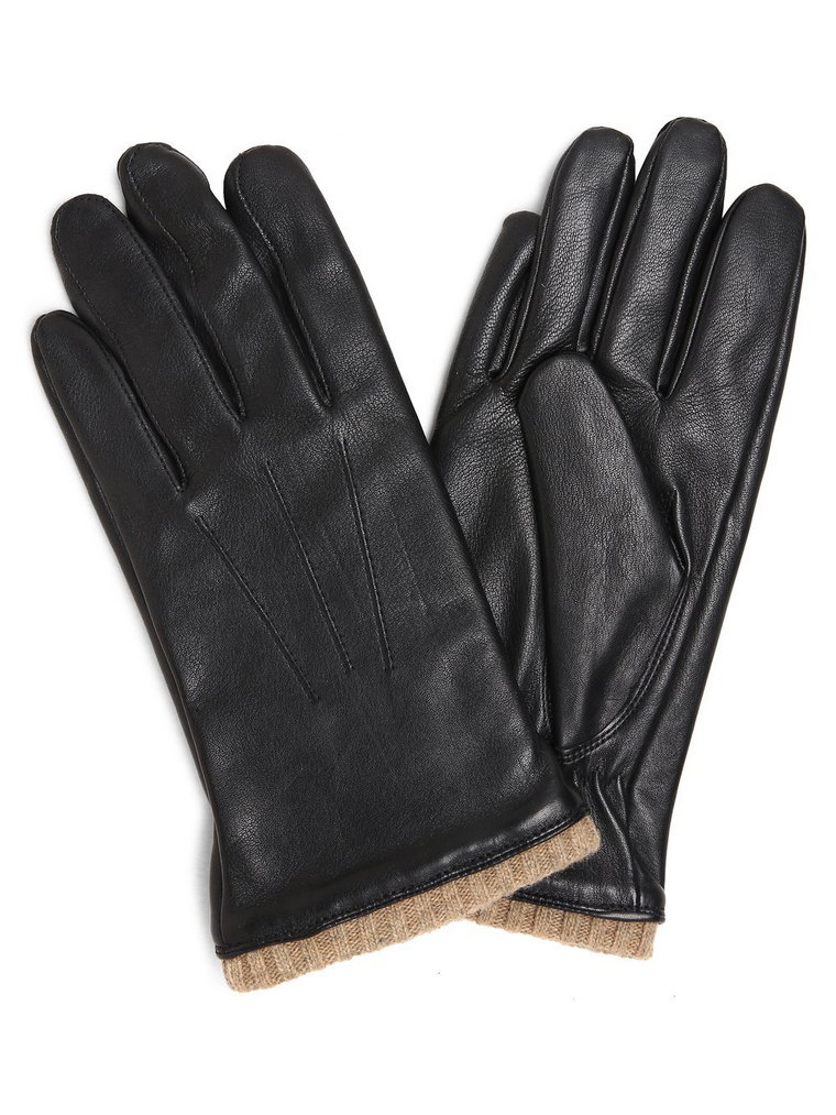 eem - Skórzane rękawiczki męskie, czarny