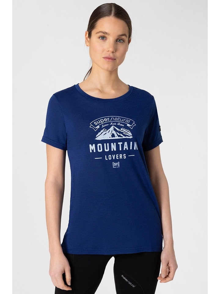 super.natural Koszulka "Mountain" w kolorze granatowym