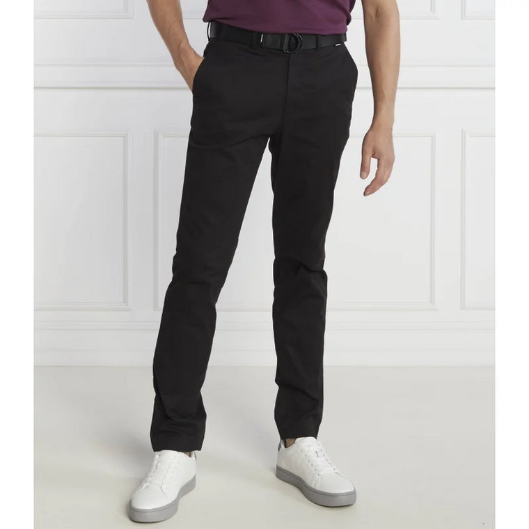 Calvin Klein Spodnie chino + pasek MODERN TWILL | Slim Fit