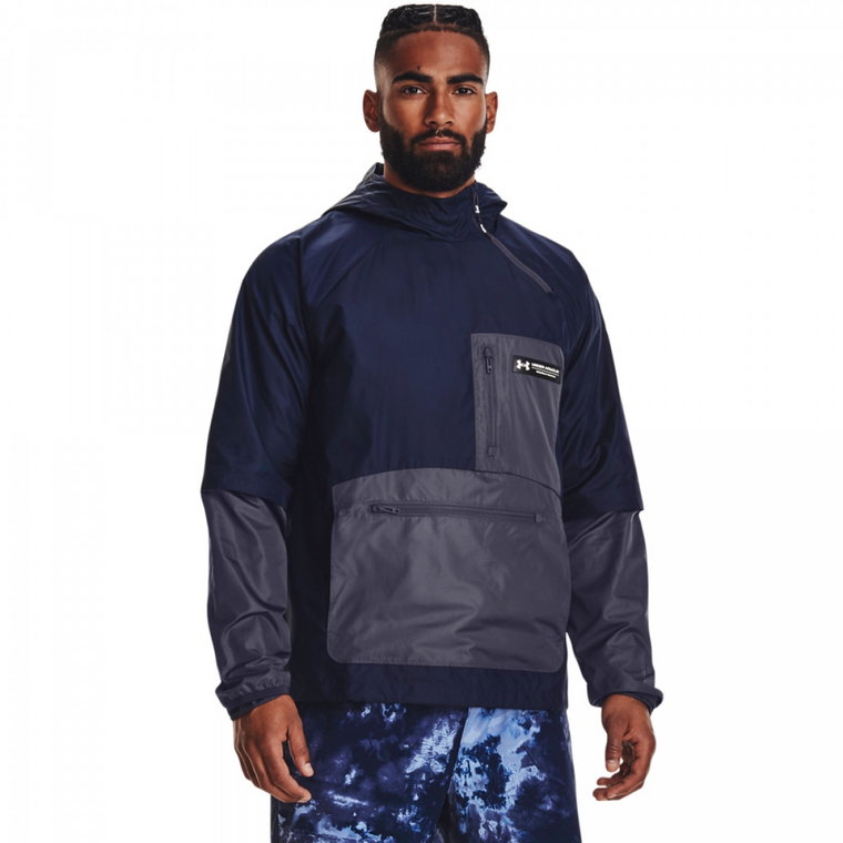 Męska kurtka treningowa Under Armour UA Rush Woven Anorak - granatowa