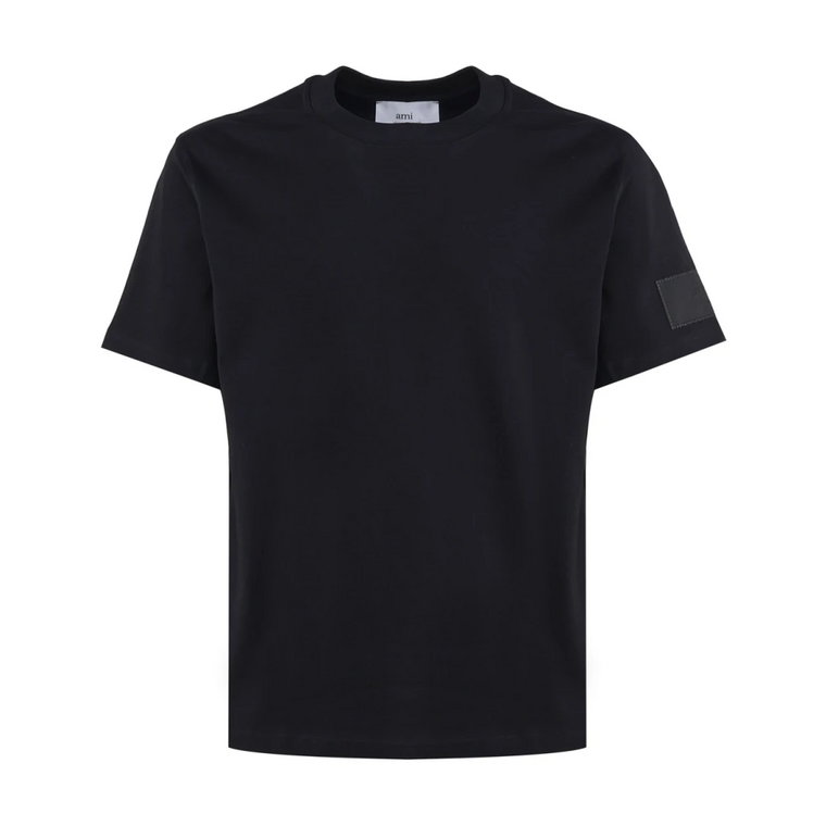 Czarne T-shirty i Pola z 98% Bawełny Ami Paris
