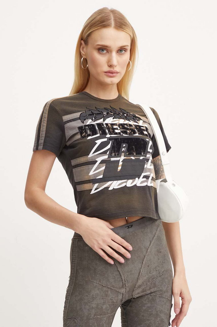 Diesel t-shirt bawełniany T-UNCUTIE-STRIPE damski  A14282.0NMAU