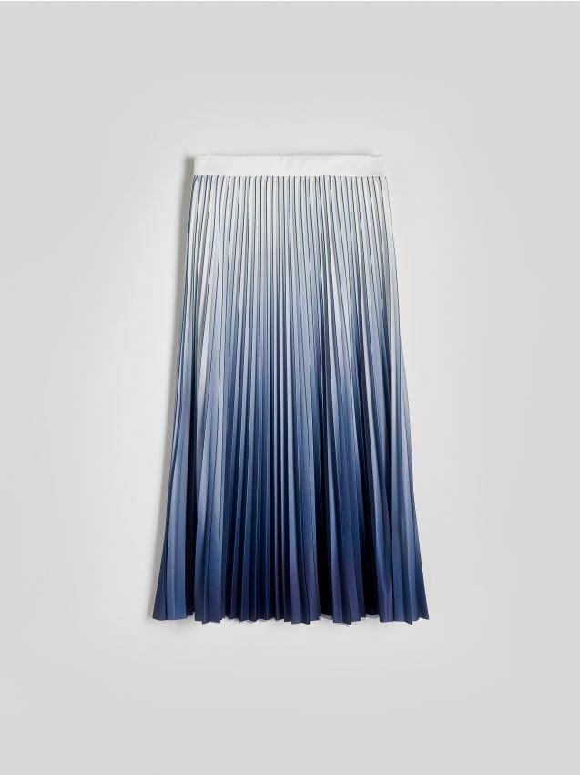Reserved - Plisowana spódnica midi - jasnoniebieski