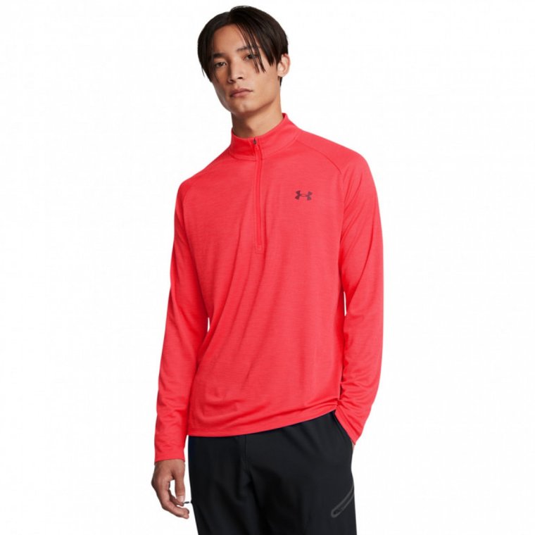 Męski longsleeve treningowy Under Armour UA Tech Textured 1/2 Zip - czerwony