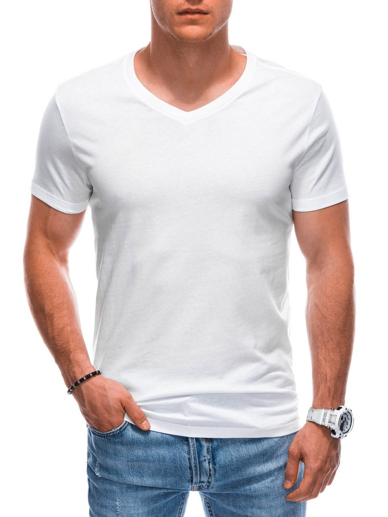 T-shirt męski basic V-neck EM-TSBS-0101 - biały V2