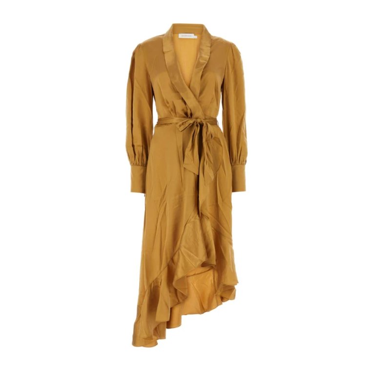 Elegant Ochre Silk Dress Zimmermann