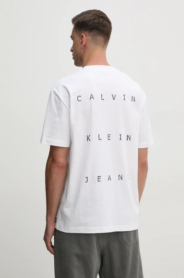 Calvin Klein Jeans t-shirt bawełniany męski kolor biały z nadrukiem J30J327316