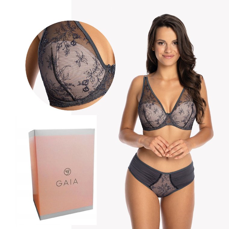 Biustonosz GAIA Bralette Jenny 1032 półusztywniany grafitowy  65C