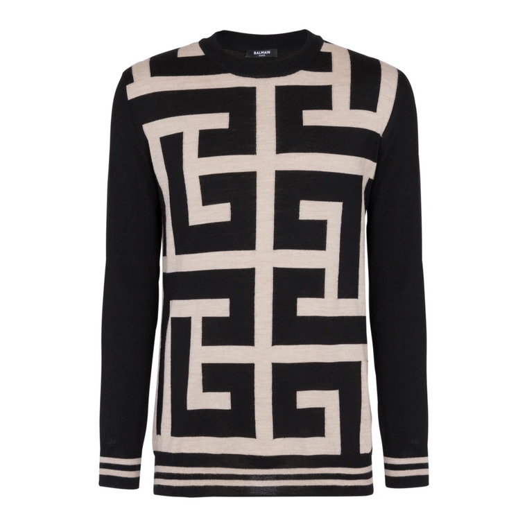 Maxi sweter z monogramem Balmain