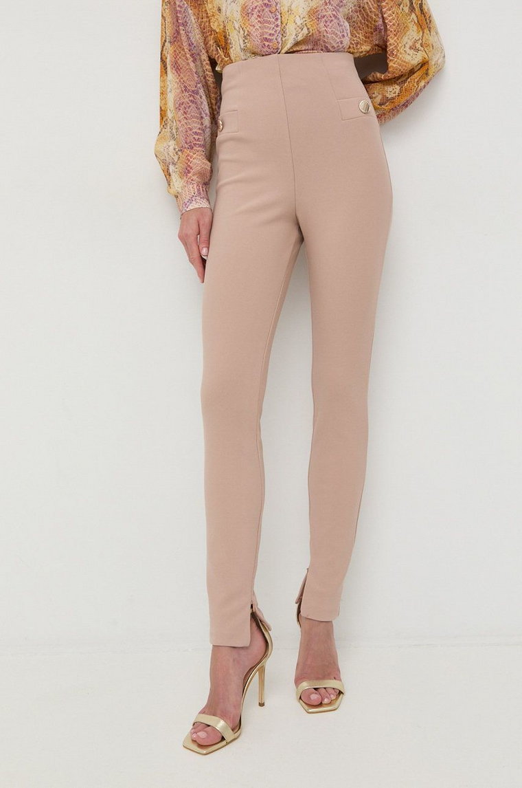 Marciano Guess spodnie damskie kolor beżowy dopasowane medium waist
