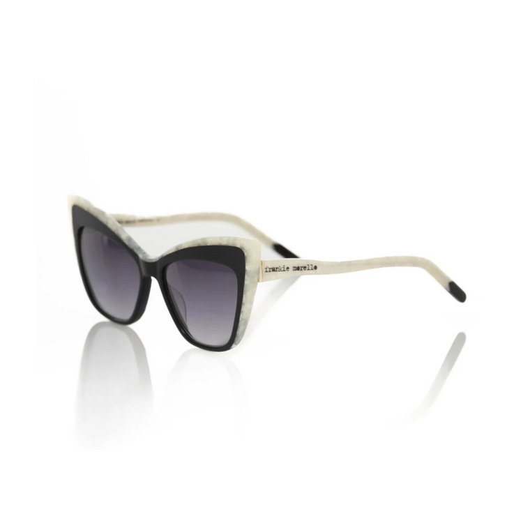 Czarne Okulary Przeciwsłoneczne w stylu Cat Eye z Perłowymi Akcentami Frankie Morello