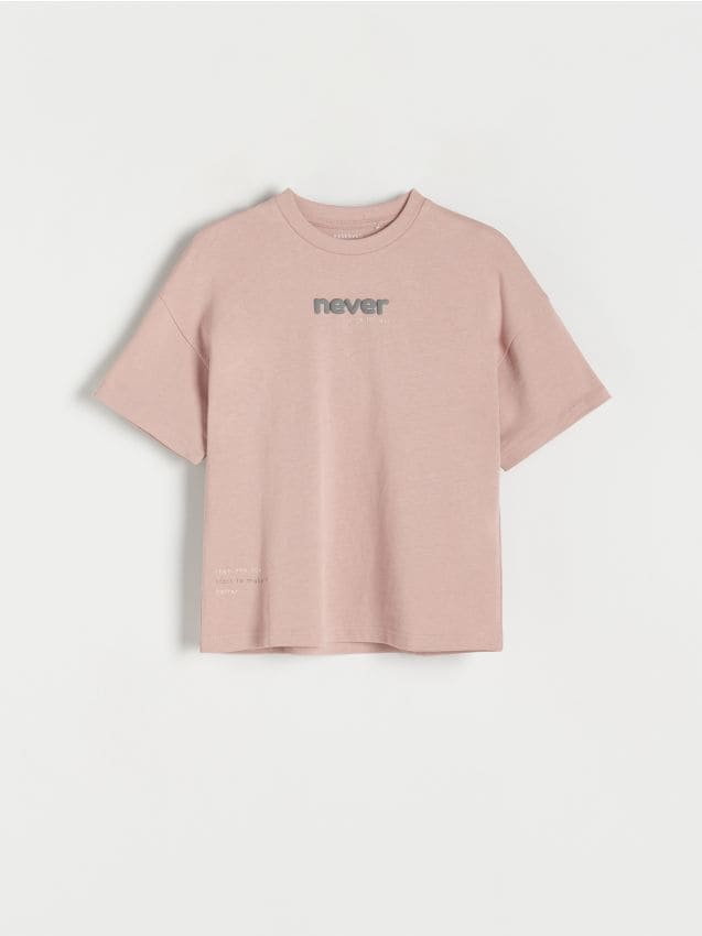 Reserved - T-shirt oversize - brudny róż