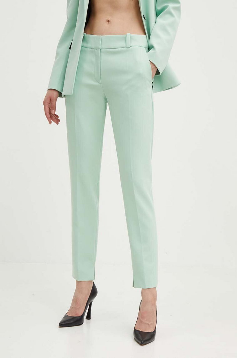 HUGO spodnie damskie kolor zielony fason cygaretki high waist 50501948
