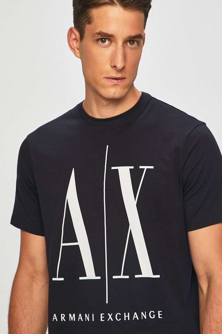 Armani Exchange t-shirt bawełniany kolor granatowy z nadrukiem 8NZTPA ZJH4Z NOS