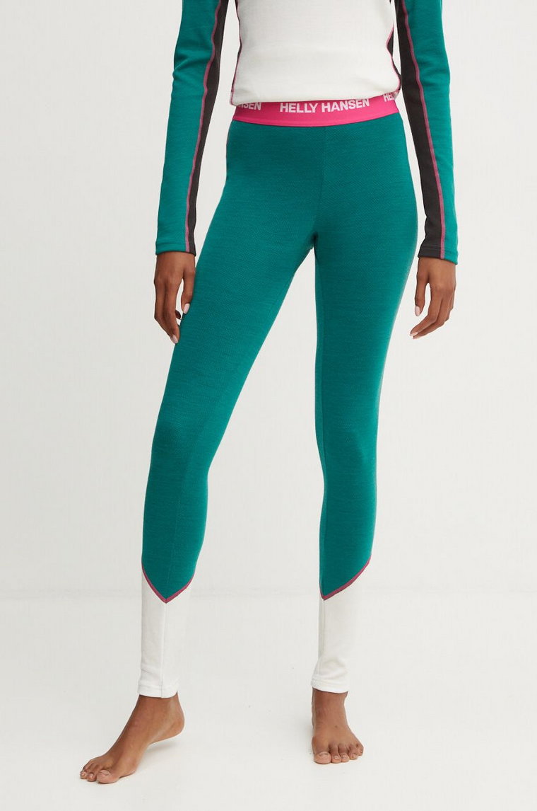 Helly Hansen legginsy funkcyjne Lifa Merino Midweight kolor zielony