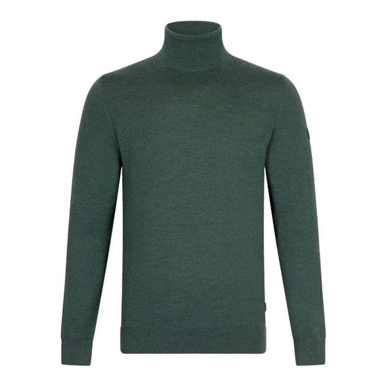 Zielony Sweter z Wysokim Kołnierzem z Merynosa Cavallaro