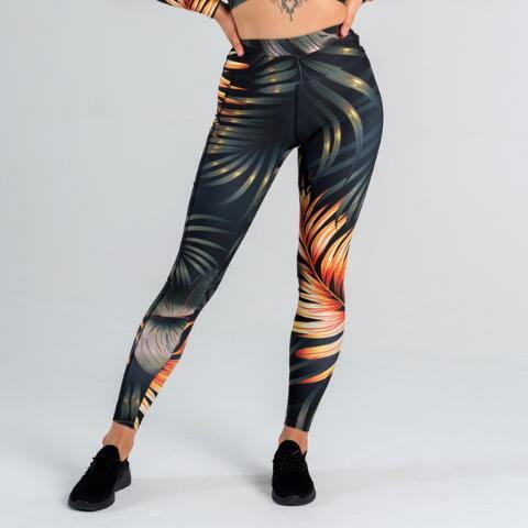 Legginsy sportowe z wysokim stanem Gold Jungle z kieszenią