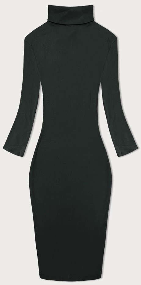 Dopasowana sukienka w prążki z golfem Rue Paris ciemny khaki (5133)