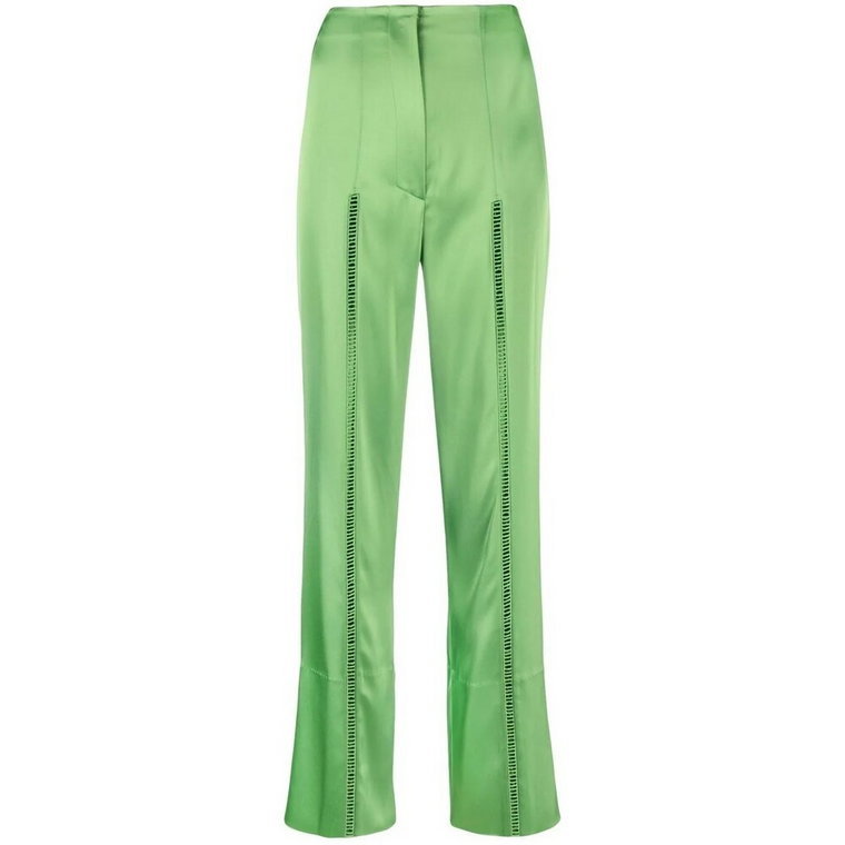 Zielona satynowa mikki spodnie Nanushka