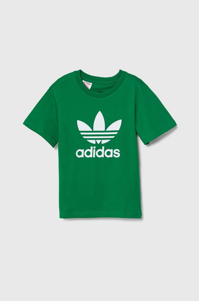 adidas Originals t-shirt bawełniany dziecięcy TREFOIL TEE kolor zielony z nadrukiem IY4003