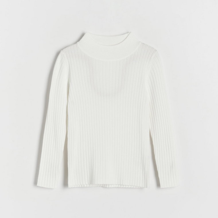 Reserved - Sweter w prążek - złamana biel
