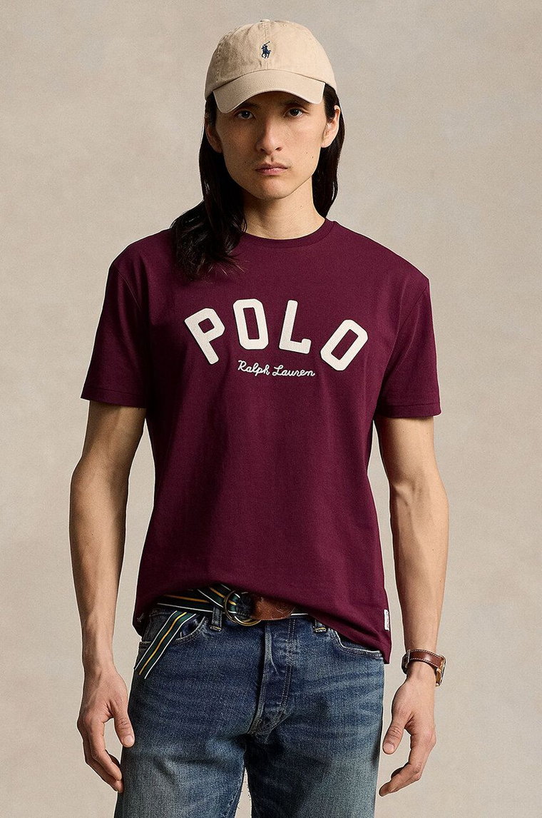 Polo Ralph Lauren t-shirt bawełniany męski kolor czerwony z aplikacją 710952043