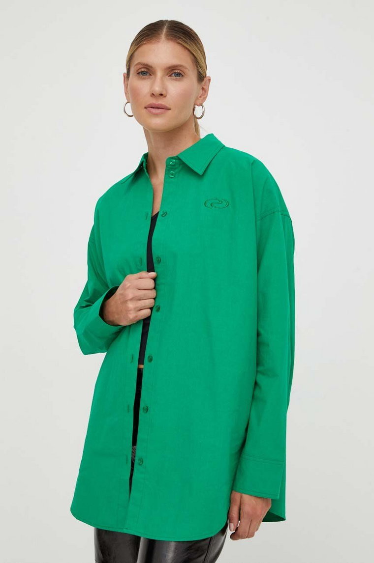 Résumé koszula bawełniana damska kolor zielony relaxed z kołnierzykiem klasycznym