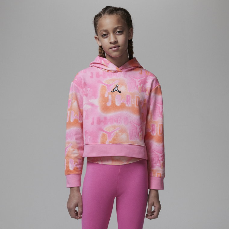 Bluza z kapturem i nadrukiem o obszernym kroju dla dużych dzieci Essentials Jordan - Różowy