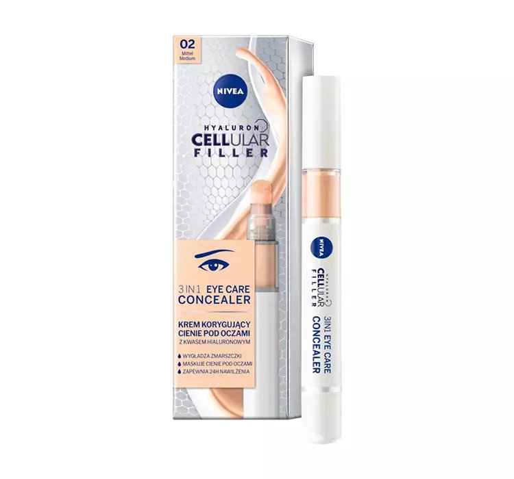 NIVEA HYALURON CELLULAR FILLER KREM KORYGUJĄCY CIENIE POD OCZAMI 3W1 02 MEDIUM 4ML