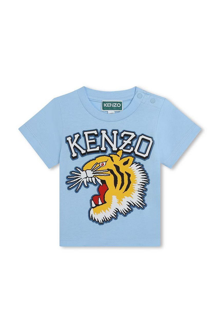 Kenzo Kids t-shirt bawełniany dziecięcy kolor niebieski z nadrukiem