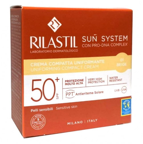 Podkład Rilastil Sun System Uniform Compact Cream SPF50+ Shade 01 Beige 10 g (8050444859353). Podkłady do twarzy